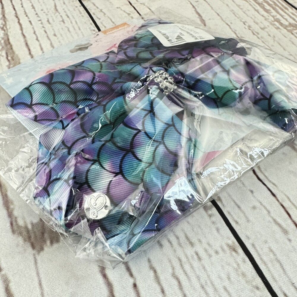 JOJO Large Hair Bow Multicolor Mermaid Design Purple Navy for Kids